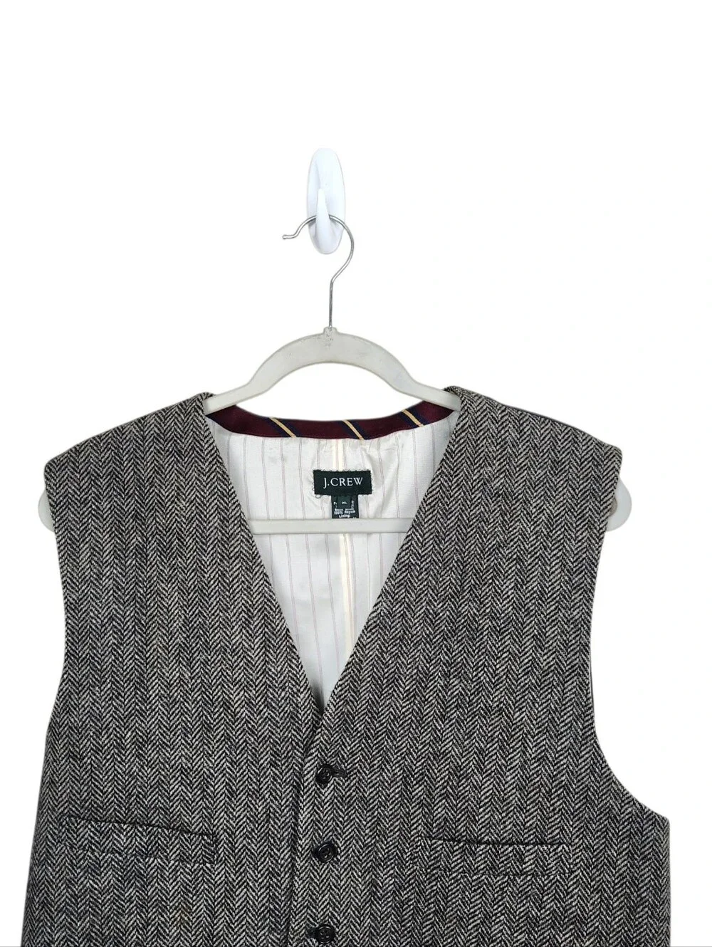 J. Crew Vintage 100% Wool Tweed Herringbone Suit Vest Formal Dapper Mens Size XL